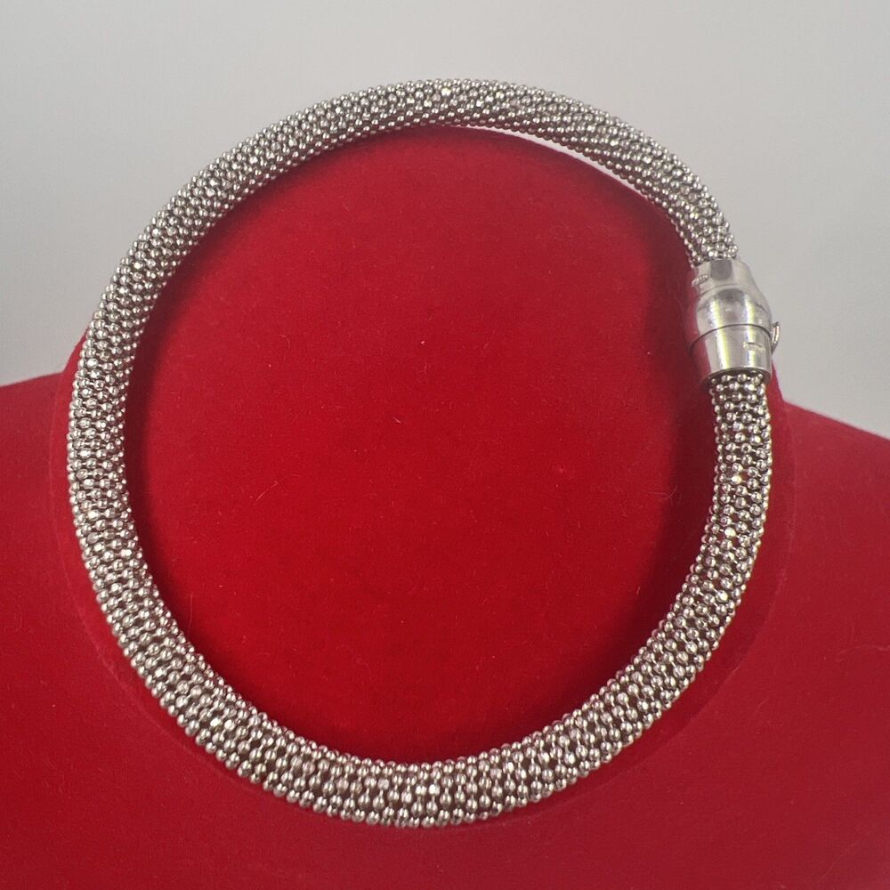 925 SILVER DIAMOND CUT BRACELET MAGNETIC 7.5" FLEXIBLE Star888AR Maker Mark